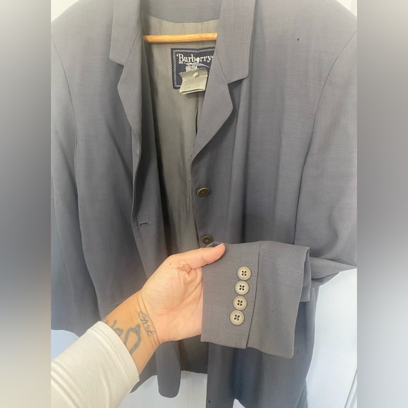 Burberry’s Gray Virgin Wool Blazer Coat Size 16 Vintage Oversized *damaged* - Picture 14 of 14